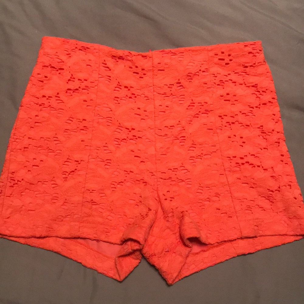 Coral lace shorts